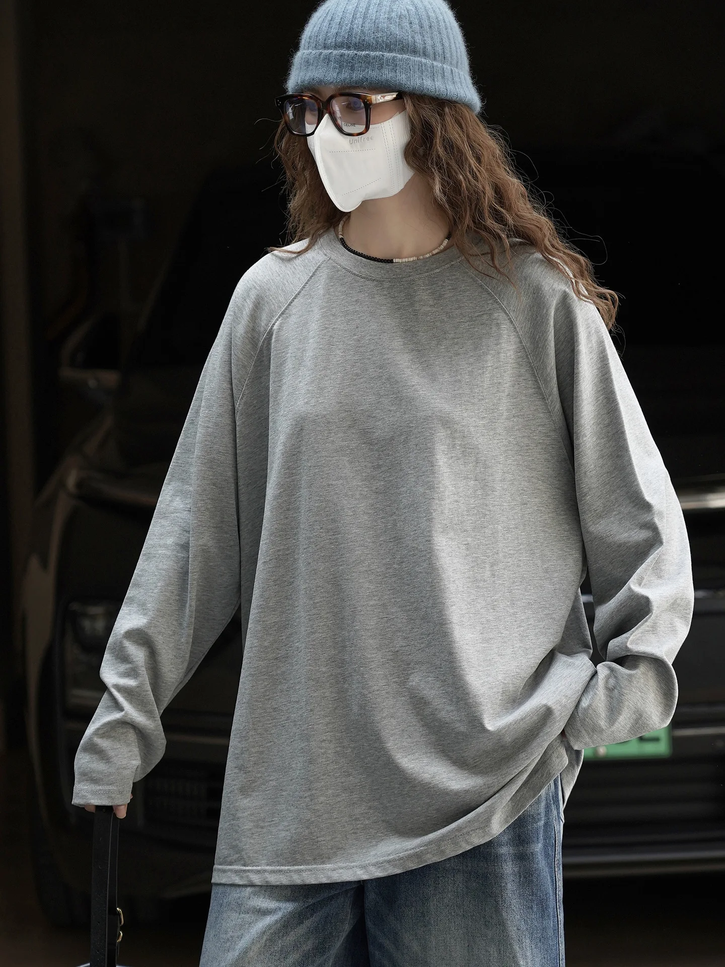 Herbstliches neues minimalistisches Langarm-T-Shirt im koreanischen Stil mit lockerem, lässigem Oberteil für Damen