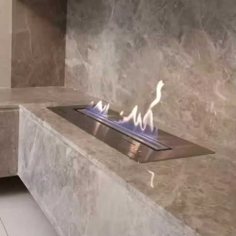 450 مللي متر الموقد الخطي الحيوي الموقد المعدني ديلوكس الحديثة مخصصة التحكم عن بعد في الهواء الطلق صديقة للبيئة شقة داخلية إدراج