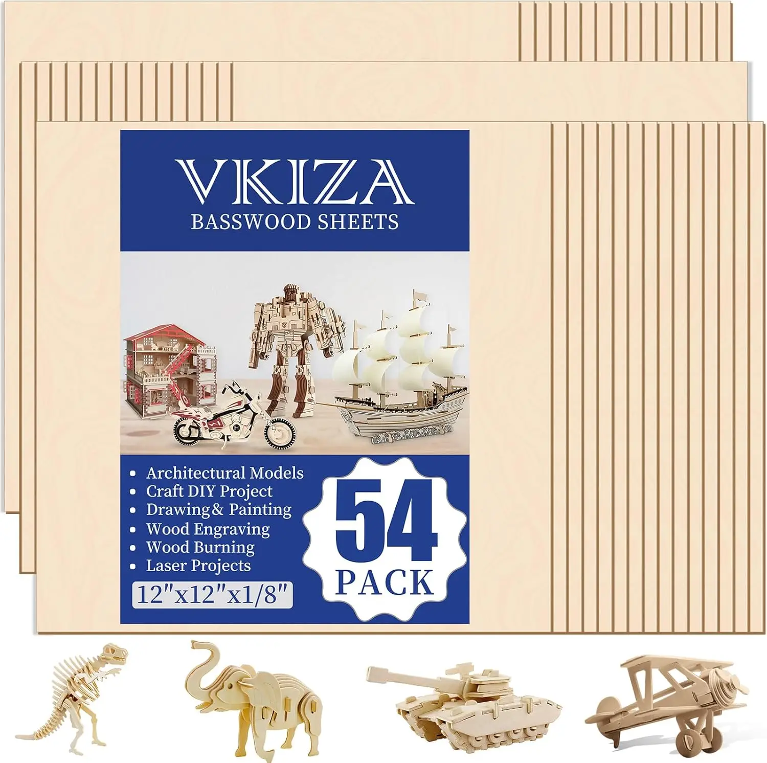 

54 листа липы 12x12x1/8 дюйма (3 мм) для лазерной резки, рукоделия, моделей DIY и проектов по деревообожжению
