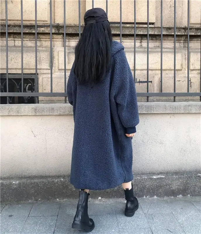 Autumn and Winter New Women's Cotton Jacket Loose Hooded Imitation Lamb Wool Jacket