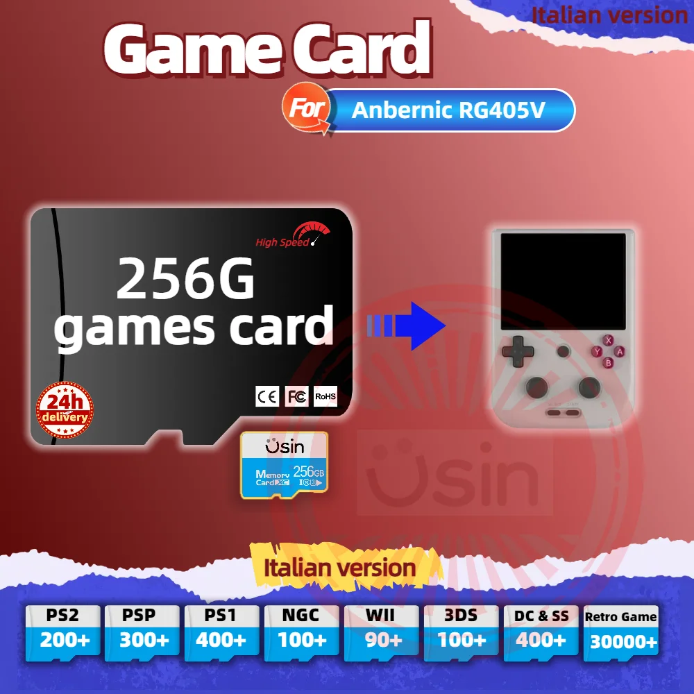 Memory Game Card For Anbernic RG405V RG406V Italian version Retro PS2 PSP Games Android Gaming portable Console SD TF 256G