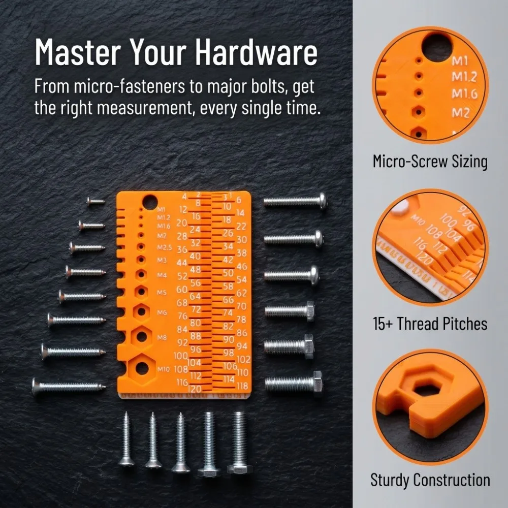 Portable Screw Measuring Tool M1-M10 Specifications Easy Use Wire Gauge Precision Durable Drill Bit Gauge Workshop Use