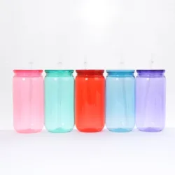 16oz Colorful Lid Transpare Plastic Cup with Straws Sturdy And Beautiful Can Hold Milk Juice Coffee High Quality Cups