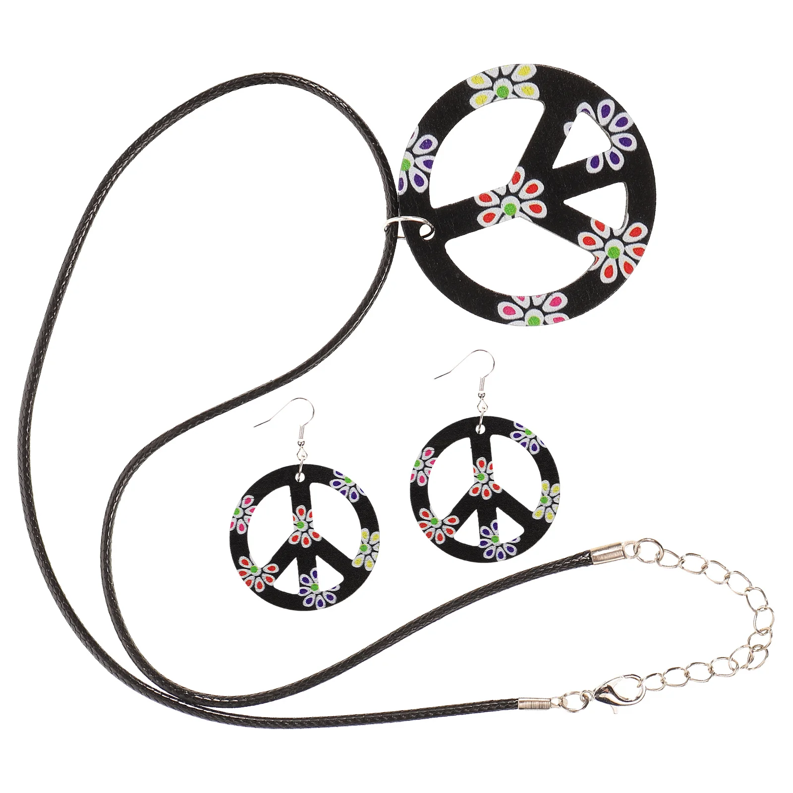 

Пластиковый костюм для Хэллоуина, набор аксессуаров, ожерелье в стиле хиппи, костюм с серьгами, легкий, экологически чистый, прочный, стоячая толпа