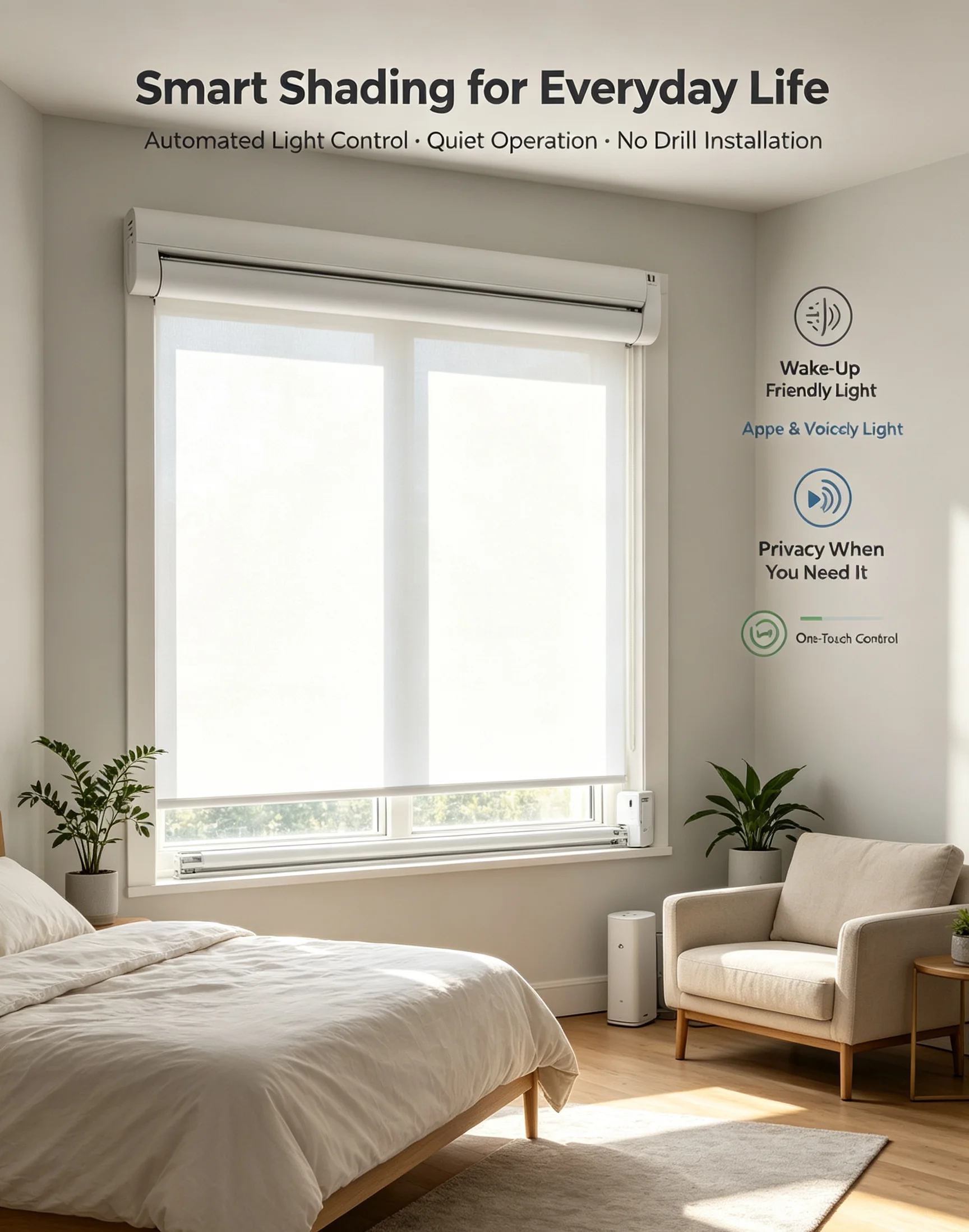 2026 New Style No Drilling With Cover Zigbee Motor Intelligent Control Motorized Roller Blinds For Windows