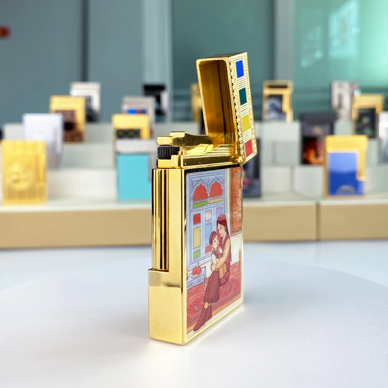 Luxury Commemorative Butane Lighter Flat Tone Natural Paint Single Double Flame Smoker L2 Series 19002