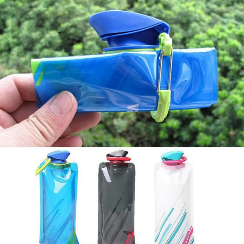 700ml Hiking Camping Reusable Portable Ultra-Light Outdoor Sports Drop Transport Water Bags Foldable Soft Water Bag