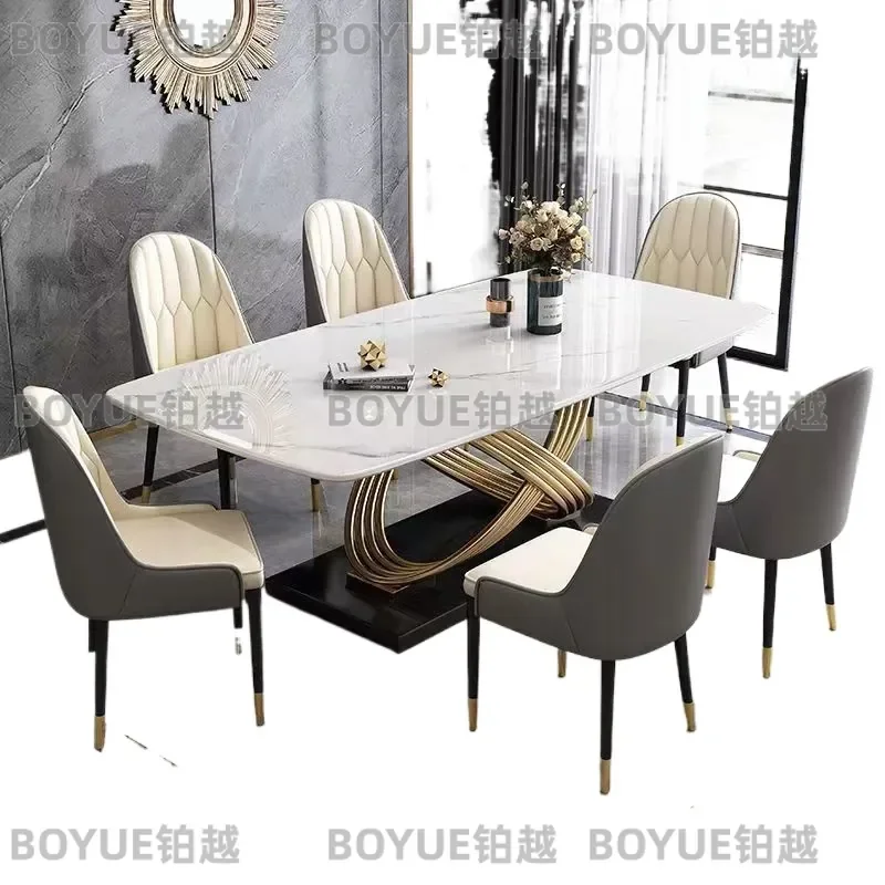 Modern Italian Sintered Stone Dining Table Set Rectangular Luxury Home Furniture Minimalist Kitchen Table and Chairs Combo