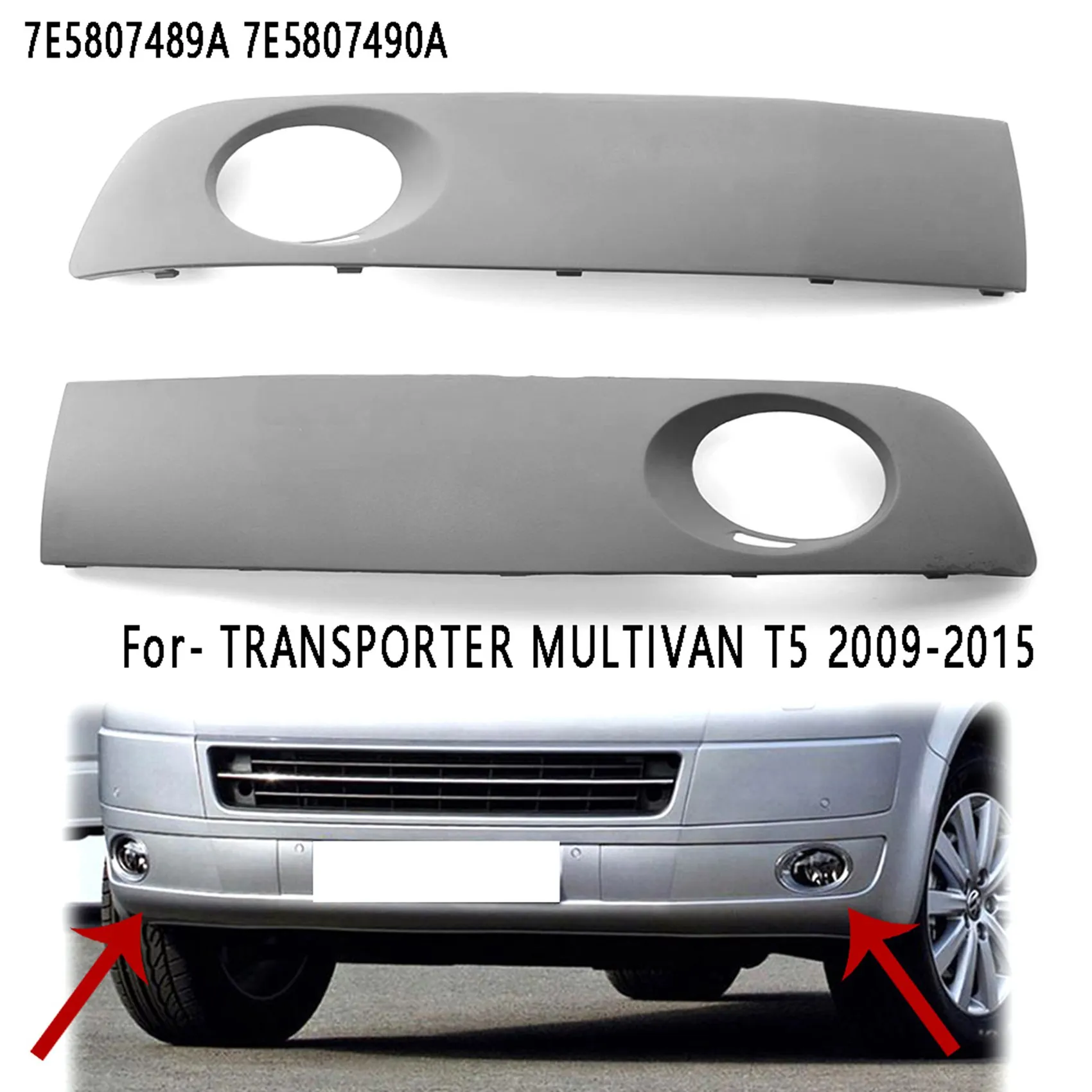 Classic-1Pair Car Fog Light Grille Paintable Racing Grill For-VW TRANSPORTER MULTIVAN T5 2009-2015 7E5807489A 7E5807490A