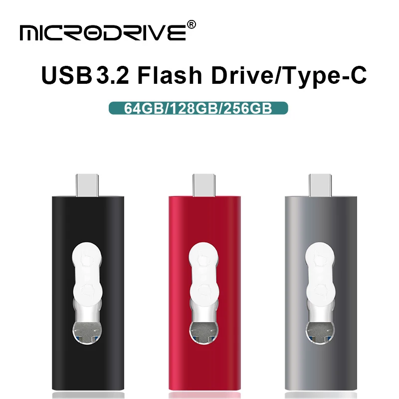 Hotsale USB 3.2 نوع c محرك فلاش USB نوع C محرك القلم 256 جيجابايت 128 جيجابايت 64 جيجابايت USB عصا 3.2 دفع سحب بندريف لجهاز Type-C