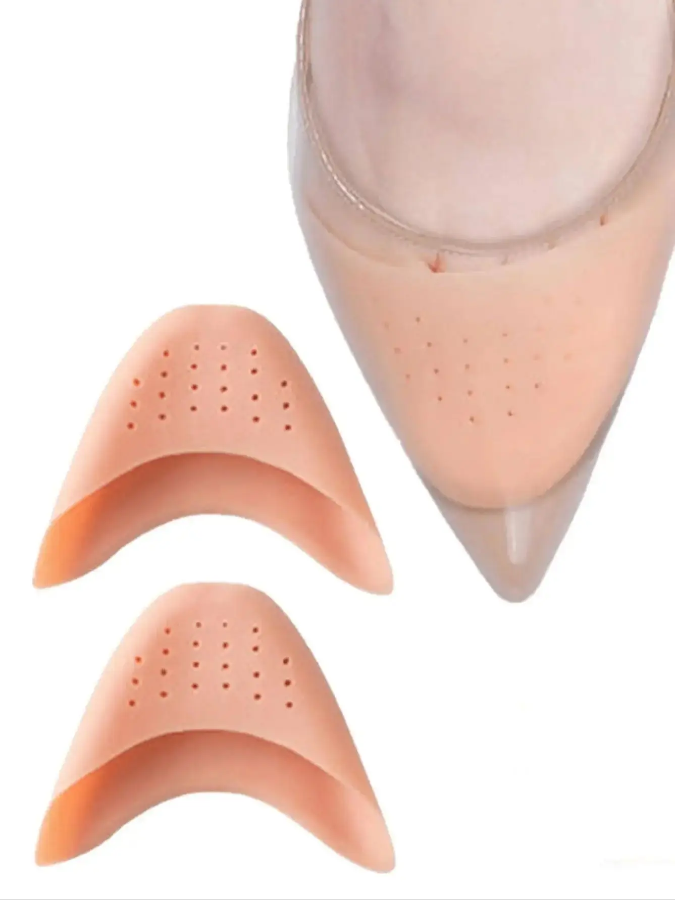 2 Paar Zehenschützer, abriebfeste Zehenschoner, Silikon-Zehenschützer für hohe Absätze, schmerzlindernd, nicht scheuernde Fußpolster, Zehenschützer für große und kleine Zehen. – Detail 1