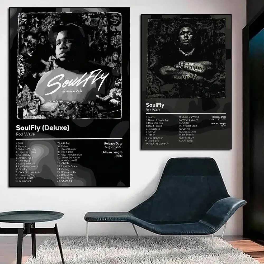 Rapper Rod W-Wave Album Cover Poster Durable Waterproof Aesthetic Stickers Wall Art HD  for Office Bedroom Bar Coffee Home Decor