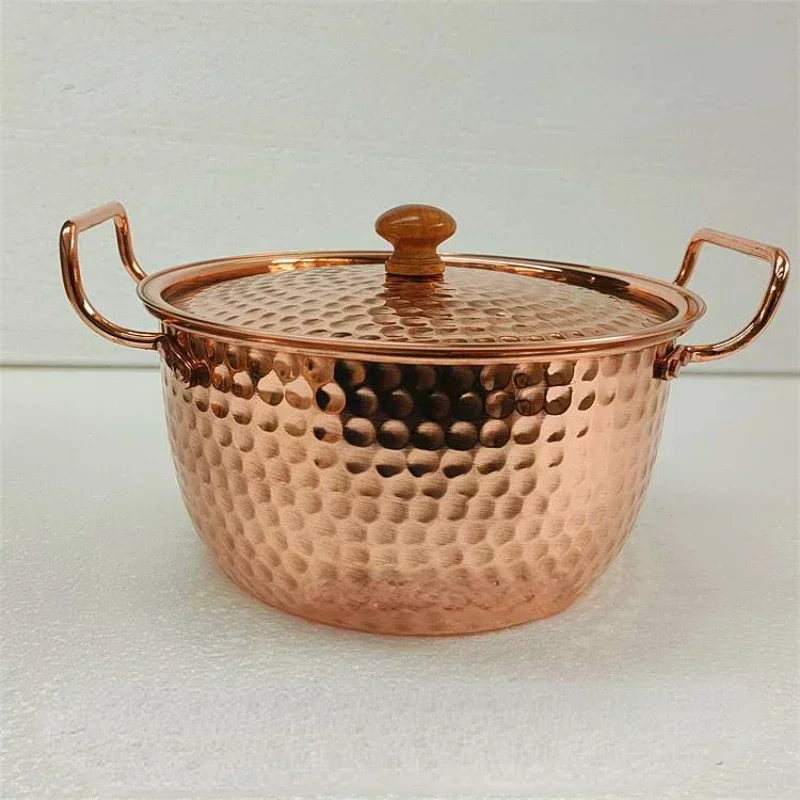 

Retro Handmade Copper Cookware, Thickened Non-stick Binaural Soup Pot with Lid, Traditional Chinese Kitchen Essential