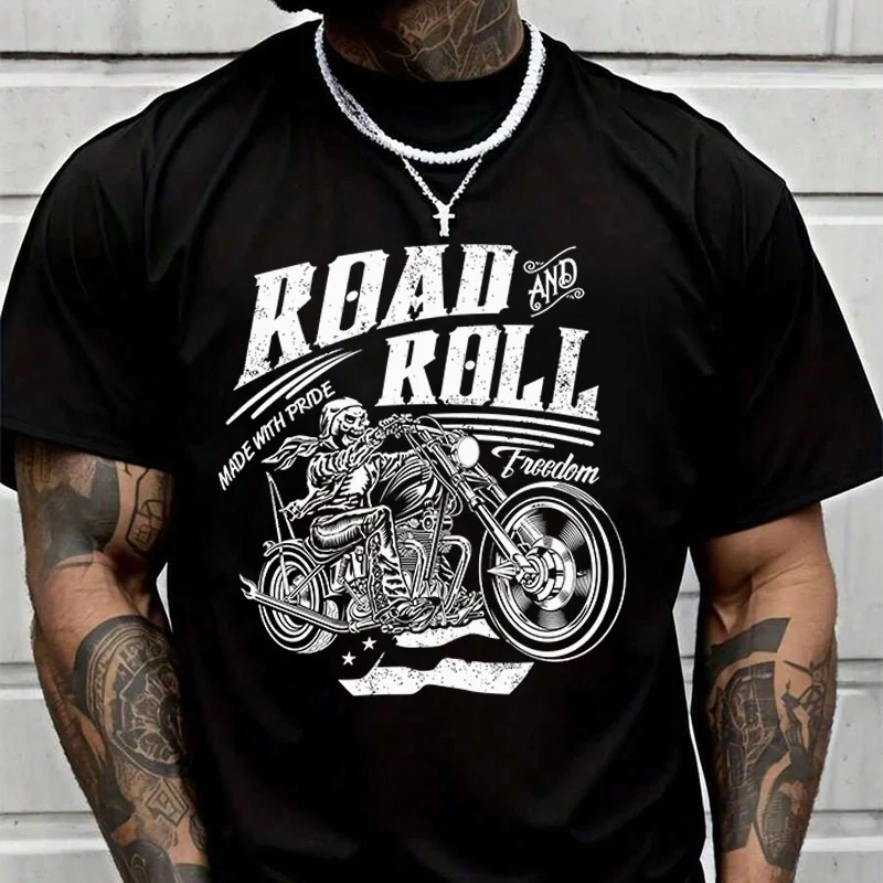 

Классическая мужская черная футболка Road Roll Bikes с графическим рисунком, новые мужские повседневные футболки с круглым вырезом и короткими рукавами