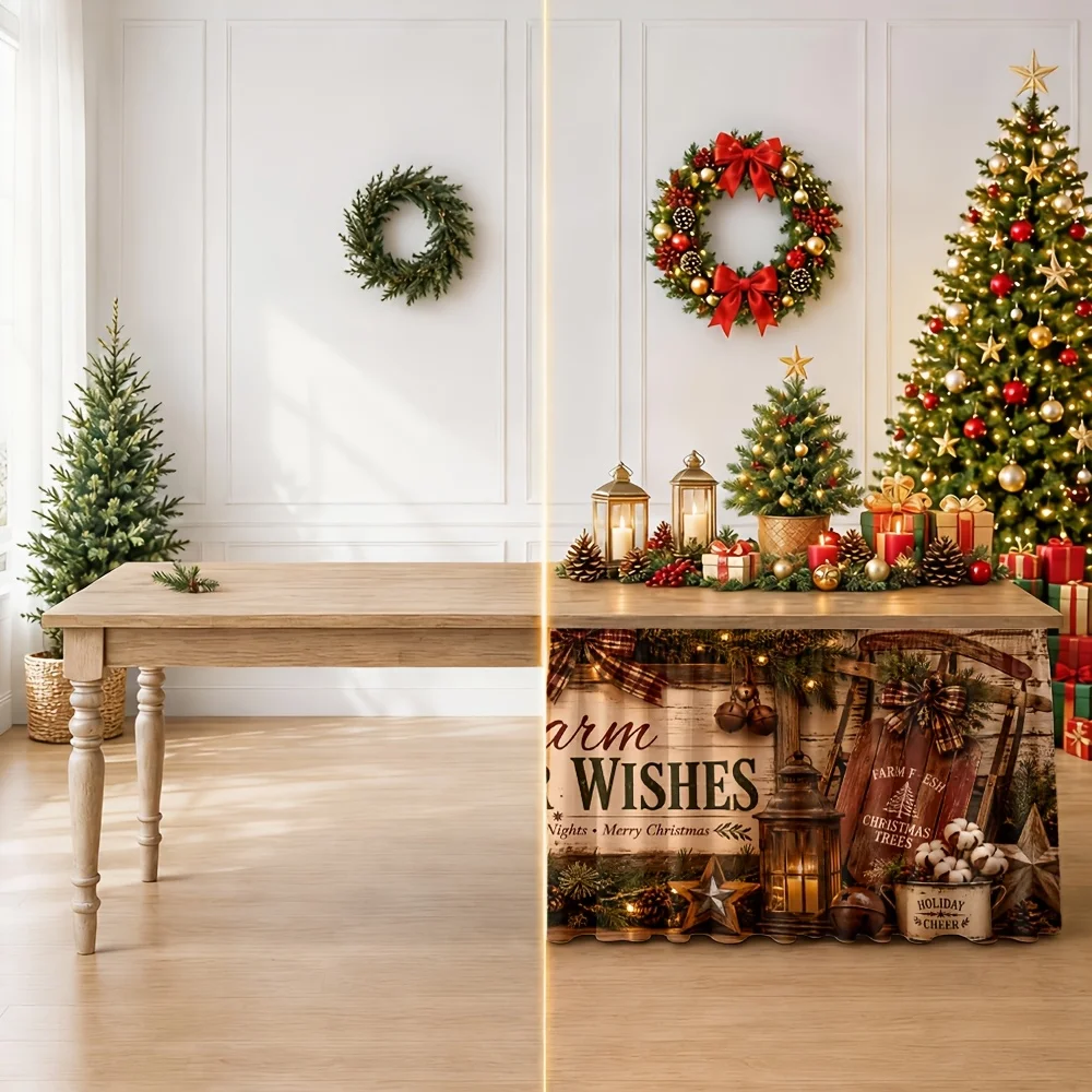 Winter blessing holiday decorations, restaurant kitchen living room fireplace stand, Christmas party background backdrop