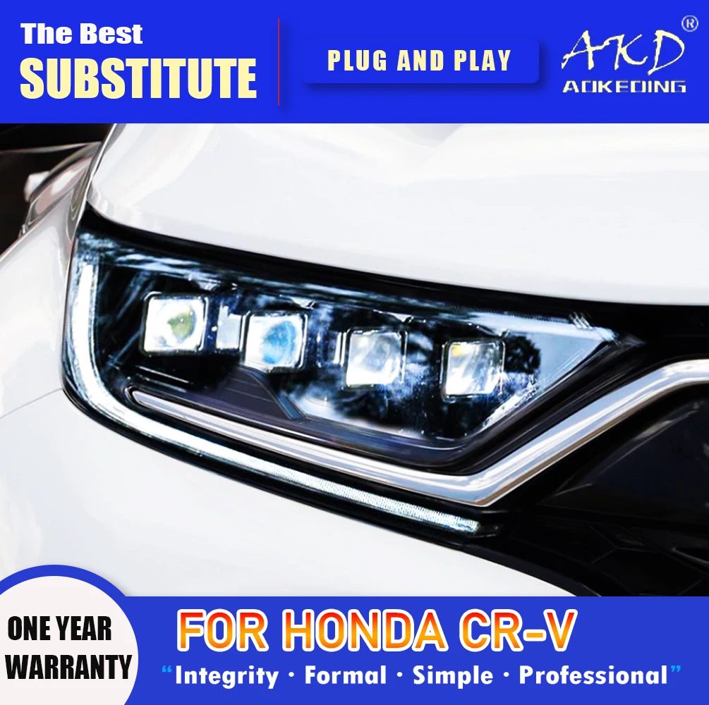 

AKD Head Lamp for Honda CR-V LED Headlight 2017-2020 Headlights CRV DRL Turn Signal High Beam Angel Eye Projector Lens