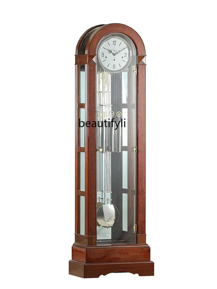 

Y Luxury Mechanical Floor Clock See-through German 12 Tone Drawstring Movement Classic Retro Master Clock