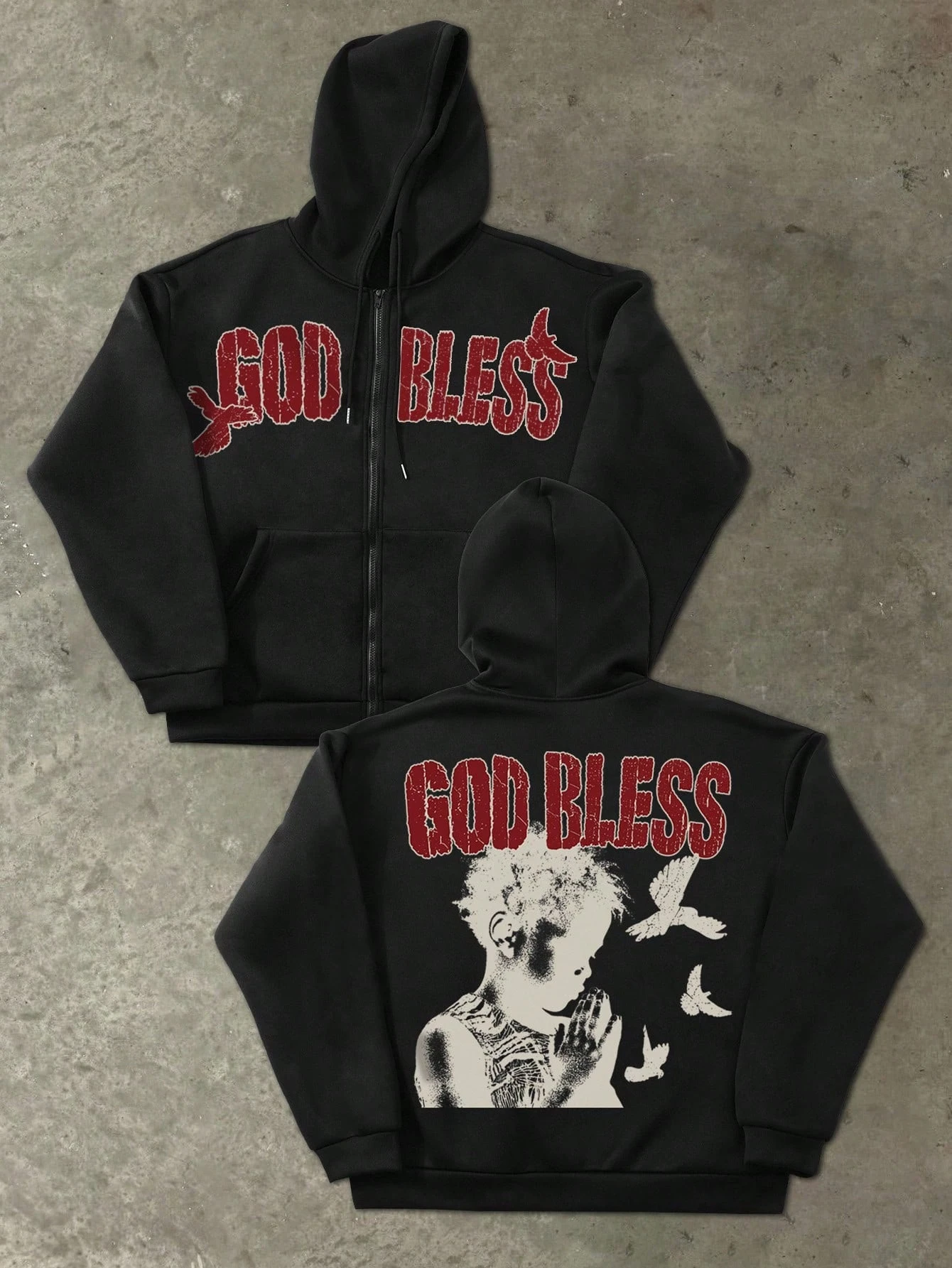 Männer Brief Tier Muster Zipper Langarm Mit Kapuze Sweatshirt Herbst und Winter Neue Hoodies Streetwear harajuku
