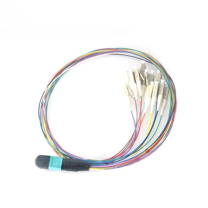 12C MPO-LC OM3 الألياف الطائر 30 سنتيمتر 6 / 8/ 12 / 24 النوى 0.9 مللي متر MPO/UPC أنثى ذكر نوع A B الألياف البصرية ضفيرة 0.3 متر FTTH ELINK