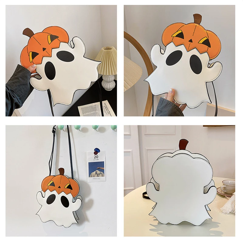 Funny Style Mobile Phone Bag Pumpkin Bag Halloween Fashion Ghost Ghost Spoof Ladies Crossbody Bag Cute Shoulder Bag