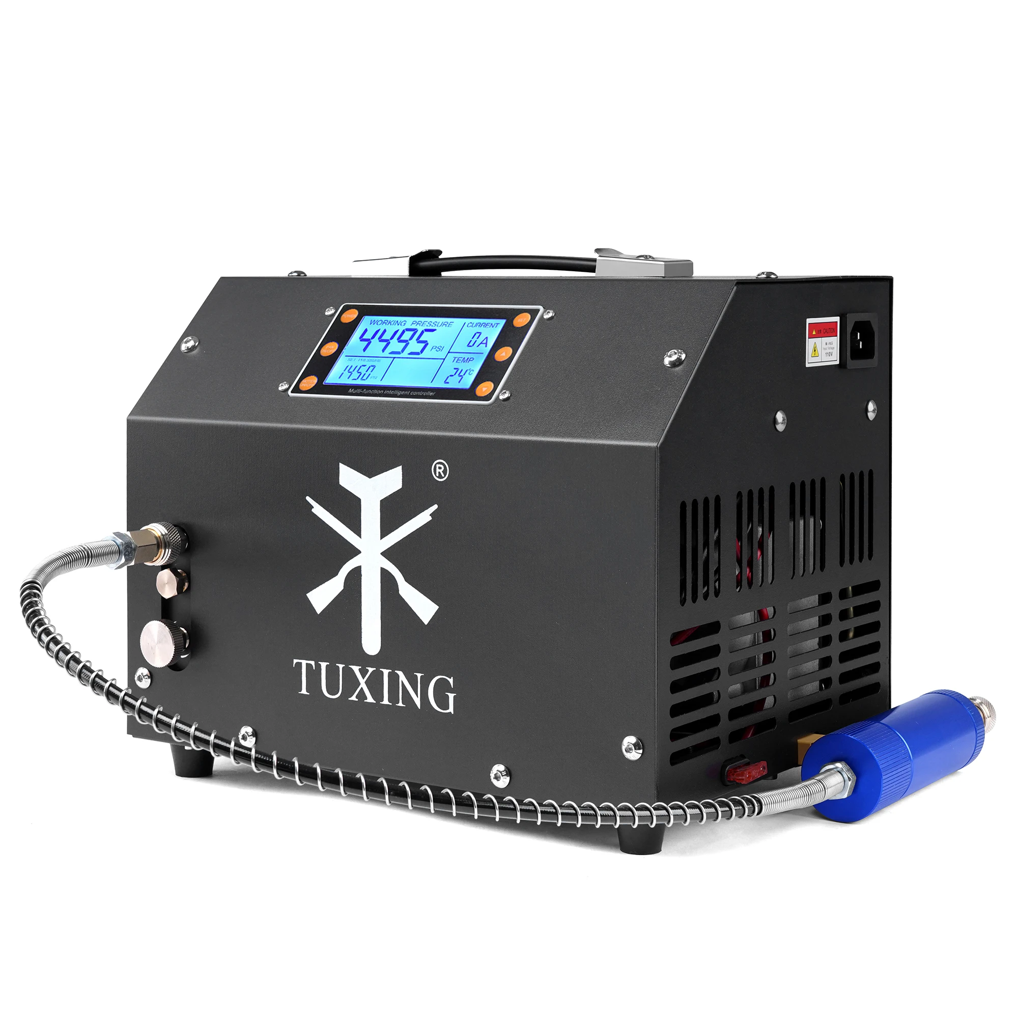 TUXING TXET063 4500Psi 300Bar 12V PCP Air Compressor LCD Display Digital Auto-Stop with 12V Power PCP Scuba Tank Rifle Airgun