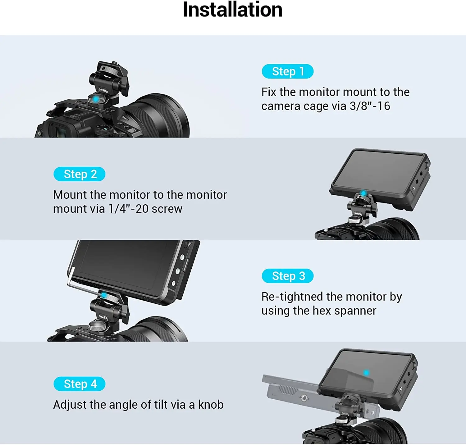 SmallRig Swivel and Tilt Adjustable Monitor Mount with ARRI-Style Mount For SmallHD for Blackmagic Monitor Screen Mount 2903