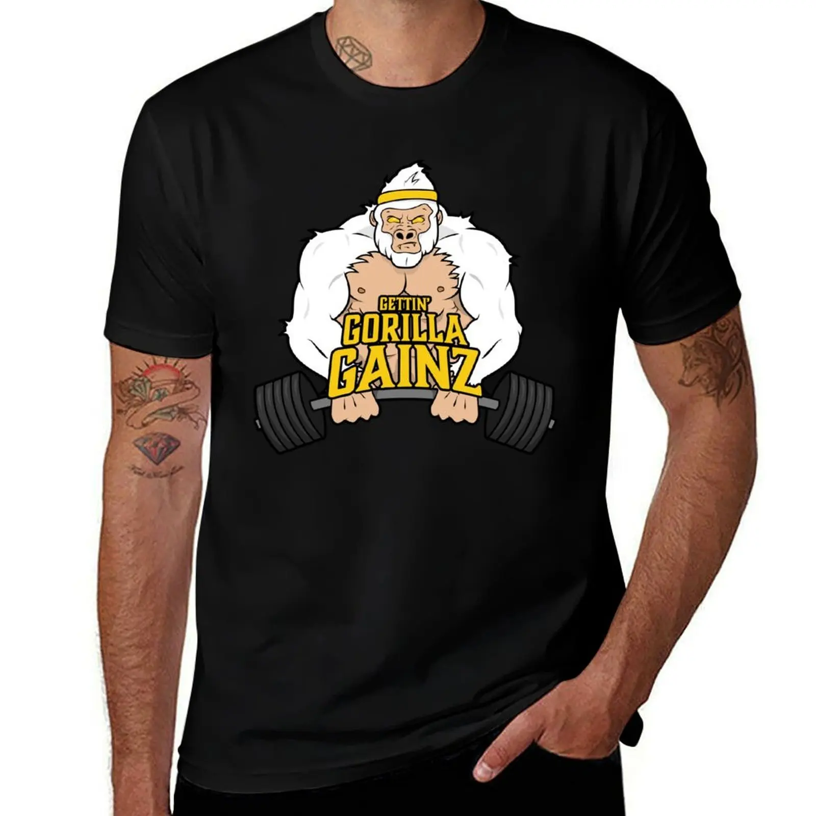 Gainz Gorilla T-Shirt Retro Graphic Print T-Shirt