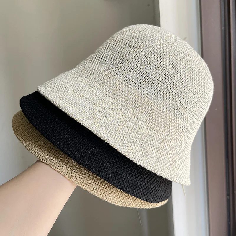 Lightweight Woven Bucket Hat for Women, Asymmetrical Front Long Back Short Brim, Retro Versatile Face Slimming Sun Protection
