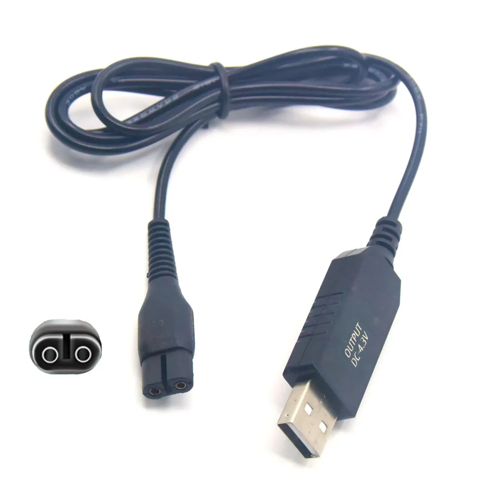 Kabel adaptor daya USB 4.3V A00390 untuk PHILIPS Norelco OneBlade YQ318 QP2511 QP2521 QP2523 QP2620 QT3900 QT4000 pengisi daya pencukur