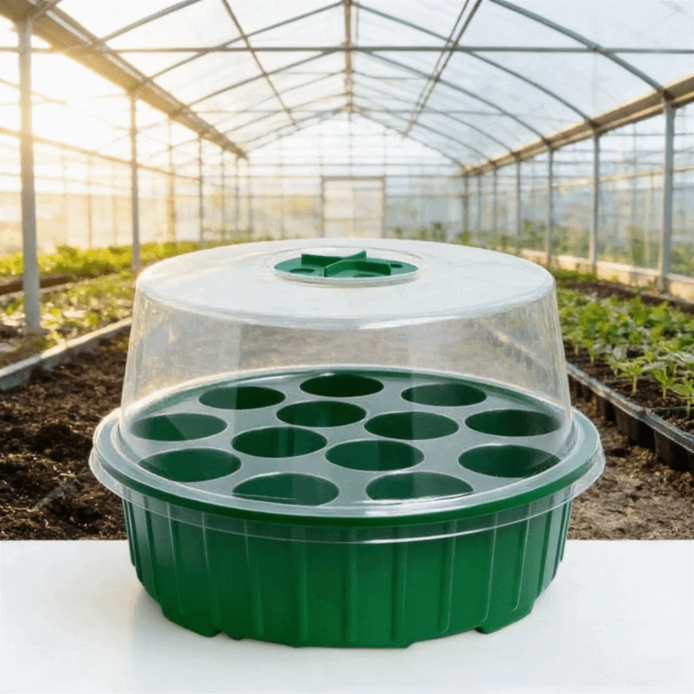 13 Hole Plant Seedling Tray Insulated Transparent Cover Hydroponic Seedling Tray Plastic Moisture Retention