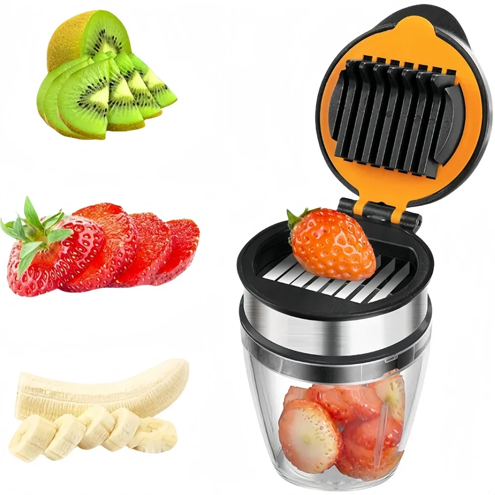 1pc 304 Stainless Steel Fruit Slicer Cup Strawberry Banana Slice Cutter Kitchen Gadget Kitchen Tool Accessories