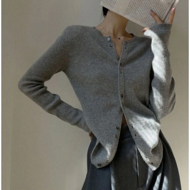 Cardigan per donna solido sciolto primavera autunno maglione lavorato a maglia donna moda giovanile 2024 tendenza leggera manica lunga stile coreano