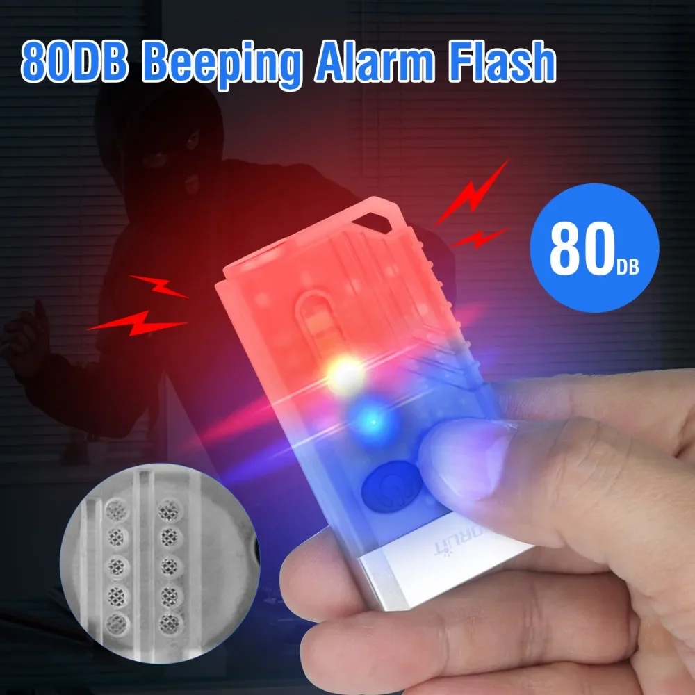 BORUiT V10 1000LM UV LED EDC المفاتيح مصباح يدوي نوع C قابلة للشحن 1000mAh ضوء العمل الشعلة مع المغناطيس الجرس فانوس التخييم