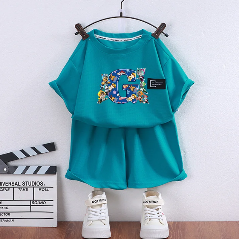 

Paw Patrol Summer Suit Kids Short Sleeve Thin Waffle Short Sleeve Shorts Home Air Conditioned Suit Cartoon Boys & Girls Clothing