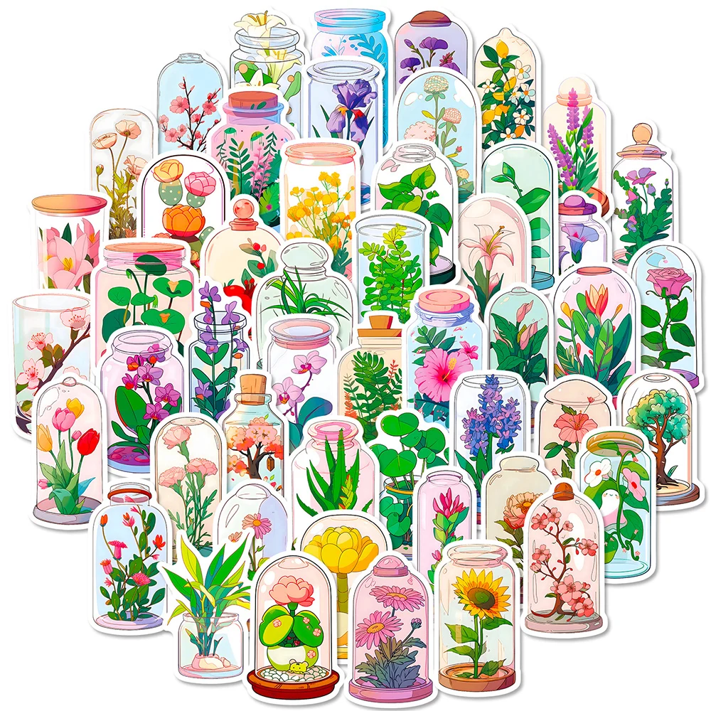 10/30/50pcs Cute Bottle Plant Flowers Aesthetic Cartoon Stickers Decal Laptop Notebook Phone Suitcase Decoration Sticker Kid Toy