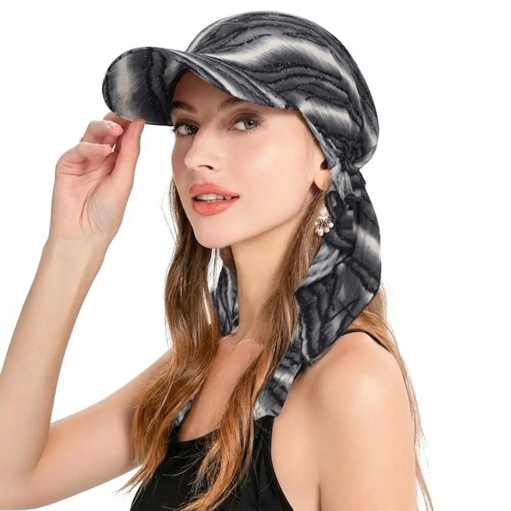 Floral Print Strapped Baseball Cap Breathable Wrap Hair Summer Headscarf Hat Versatile with Brim Turban Hat Everyday Outfits