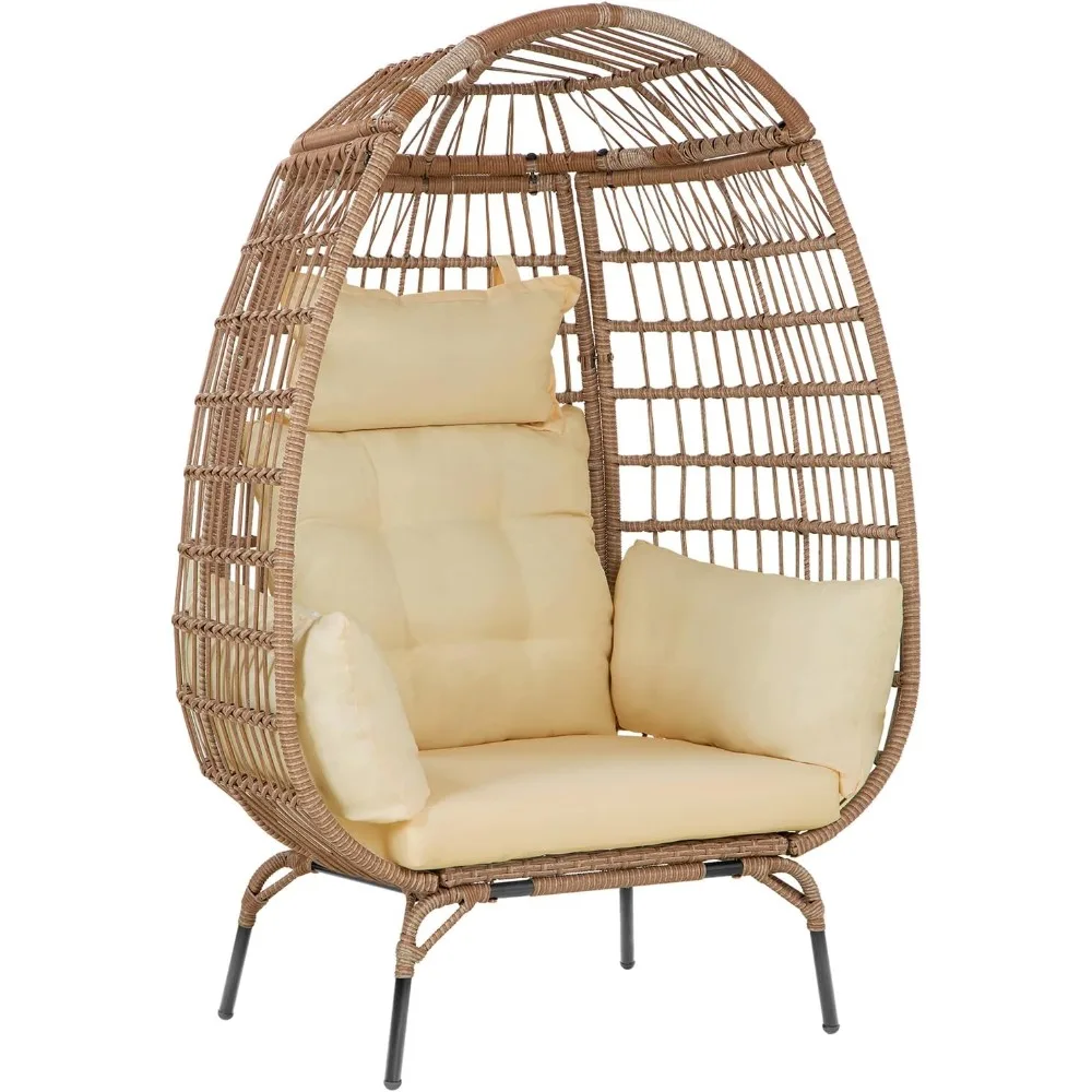 

Outdoor Egg Chair Oversized Outdoor Furniture Wicker Chair All Weather PE Rattan Chair 352lbs Capacity with Removable Thick Cus