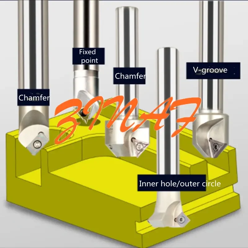 Chamfer Xay Cắt 30 Độ 60 Độ 90 Độ 120 Độ Đầy Đủ CNC Máy Tiện Burr Dao Đôi góc