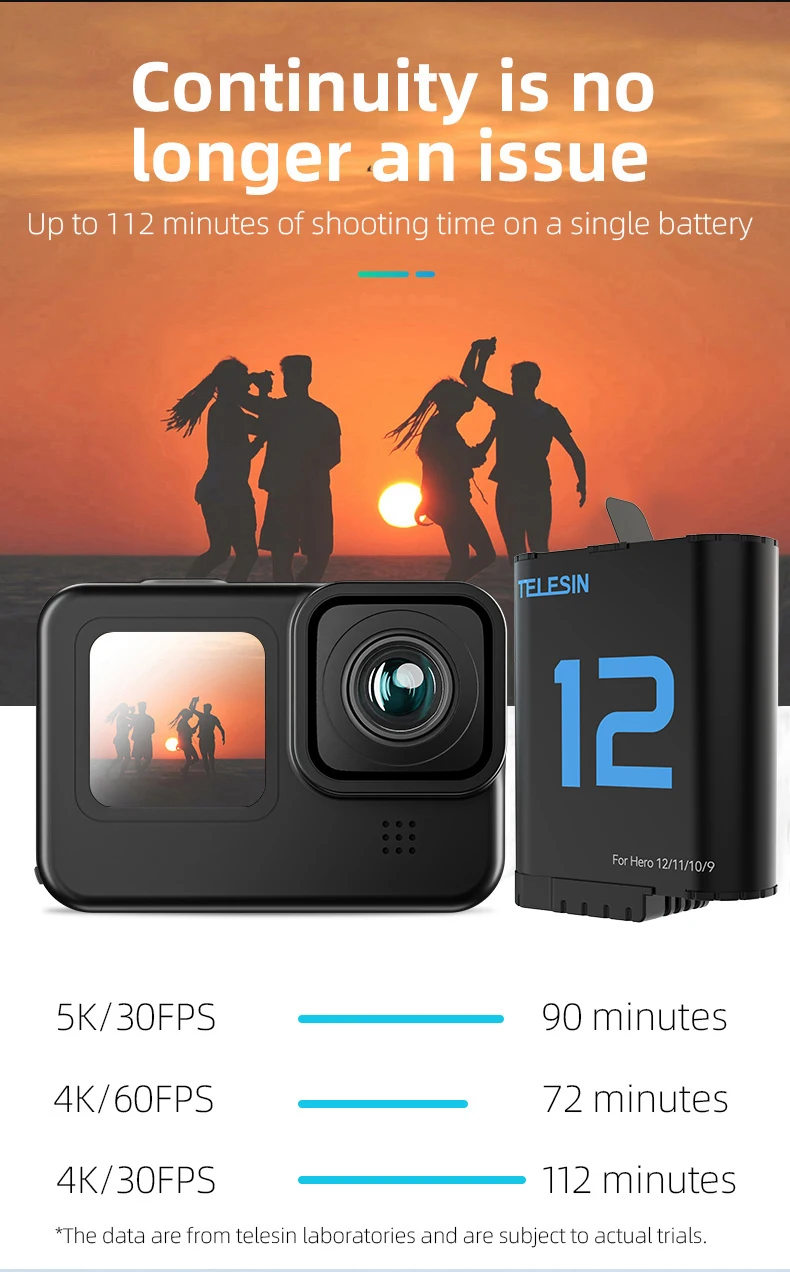 TELESIN 1750 mAh Akku für GoPro Hero 9 10 11 12 Akku 3 Slot Silikon Anti-Fall wasserdichte Ladebox mit TF-Kartenleser – Detail 15