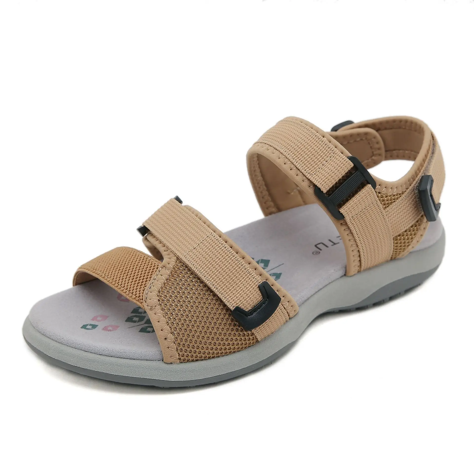 New 2024 Fashion Sports Style Sandals Blue Brown Gray Weaving Nylon Buckle Lightweight 3 CM Thick Sole Women's Sandals X6357-7