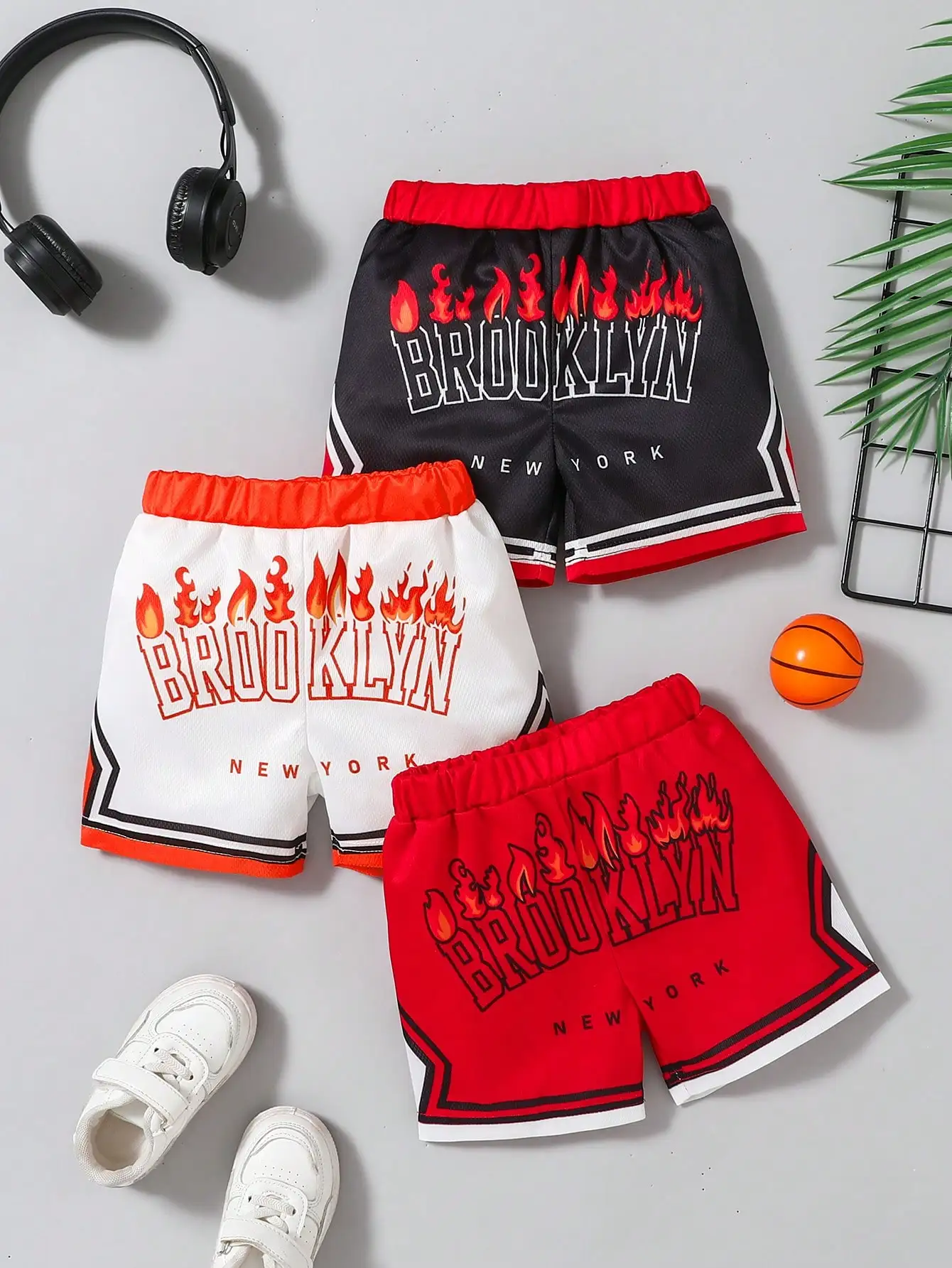 

Summer Baby Boy Outdoor Sports Shorts 3-Piece Set Summer Boys' Comfortable Cool And Breathable Basketball Shorts