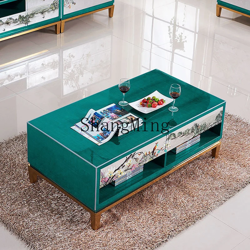 SM new furniture solid wood floor cabinet household new Chinese living room coffee table TV cabinet combination