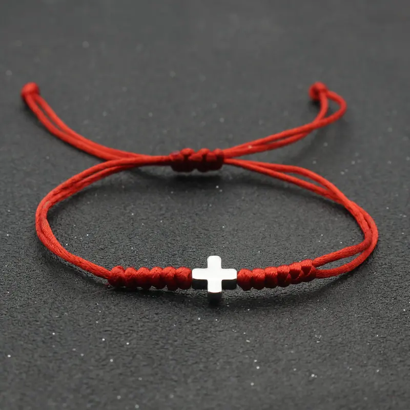Unisex Christian Cross Charm Bracelet Fashion Braided String Couple Bracelets for Wish Good Luck Prayer Jewelry Friend Gift