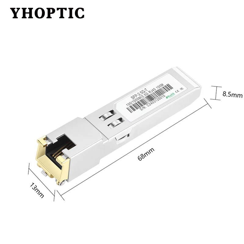 Gigabit SFP + to Rj45 10G/2.5G 30m/100m Copper Modules, Optical Module, Compatible for Cisco, Mikrotik, Ethernet Optic Switch