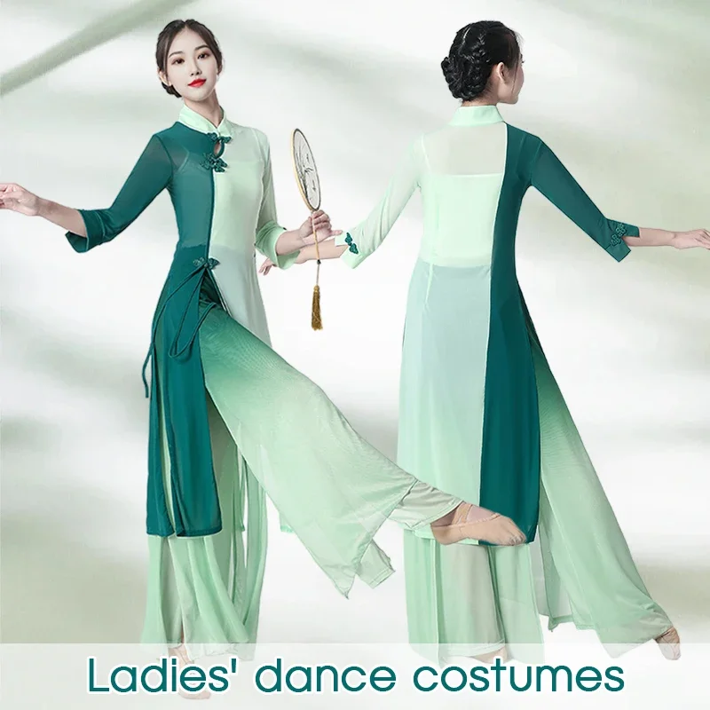 Elegancka damska sukienka do tańca Chiński kostium do tańca ludowego Wróżka płynąca szyfonowa sukienka do tańca Kostium do ćwiczeń scenicznych