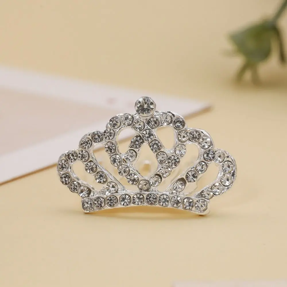 Flower Crystal Crown Hair Comb Fashion Love Heart Star Children Tiara Headband Korean Style Hollow Rhinestone Hairpins Wedding