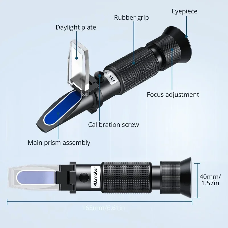 Grape Wine Refractometer Alcohol Meter for Wine Making Dual Scale 0-40% Brix