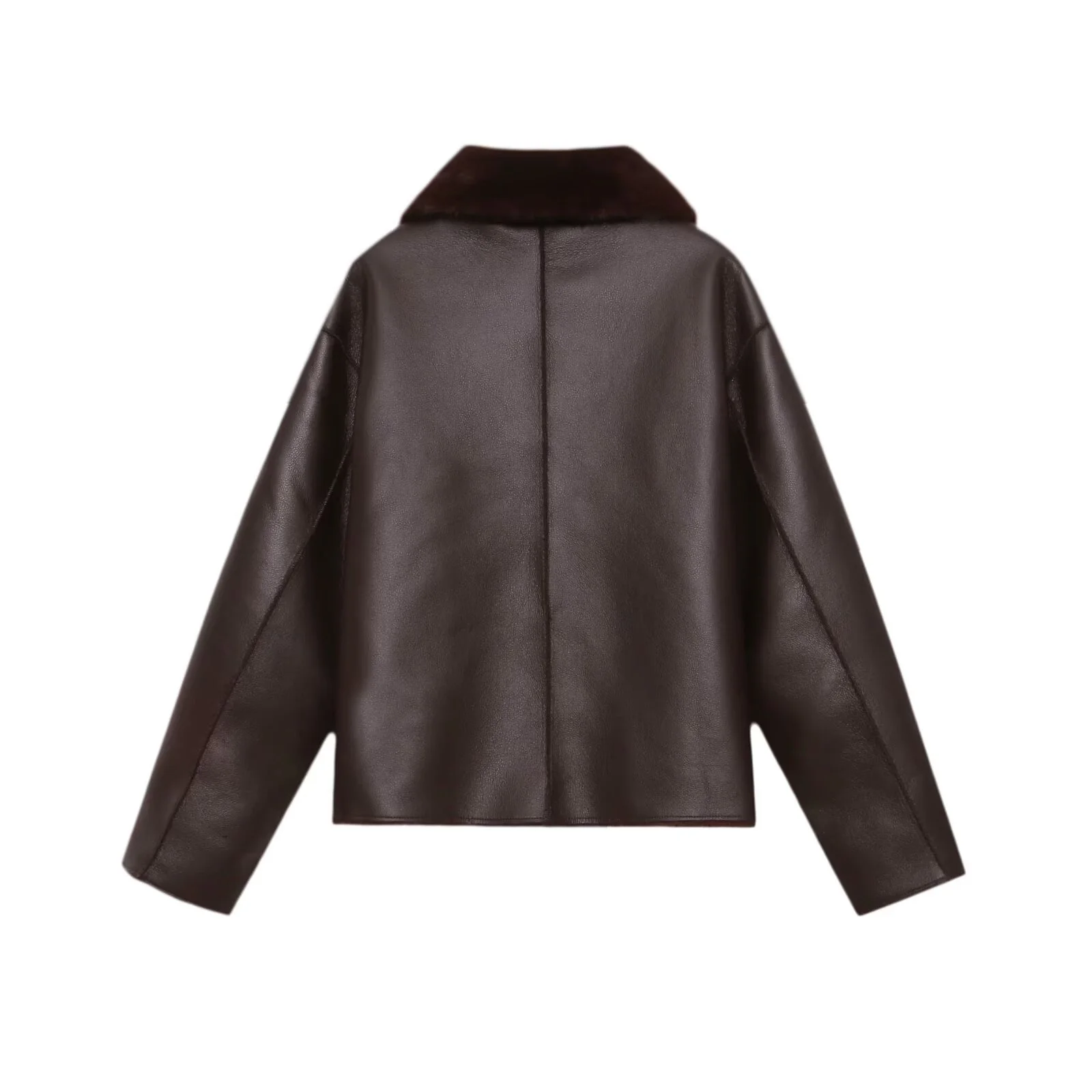 سترة نسائية غير رسمية جديدة لشتاء 2025 بسيطة على الوجهين من الجلد الصناعي قابلة للعكس - طراز راقي
