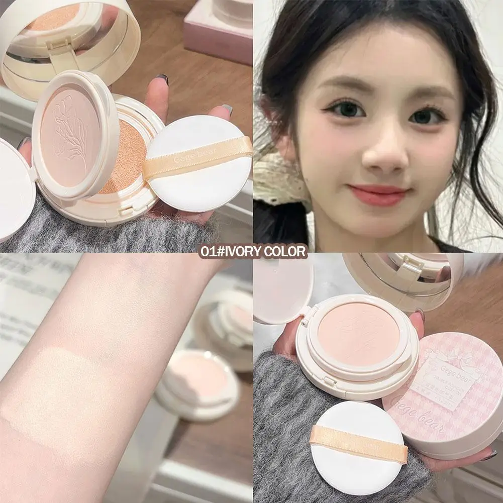 Gege Bear Dual Layer Cushion Compact - Long-Lasting, Natural Finish, Transfer-Resistant Formula,Wear makeup 24 hours