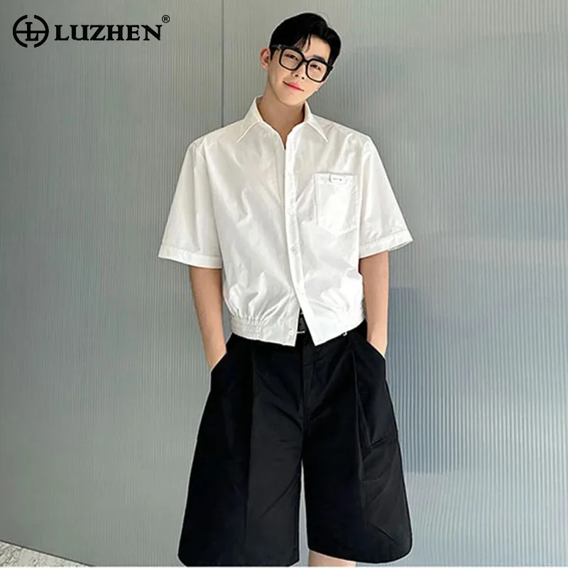 

LUZHEN New Short Men's Fashion Stylish Sleeve Shirts Summer Solid Color Elegant Casual Tops 2025 Korean Fashion Clothes JY2514